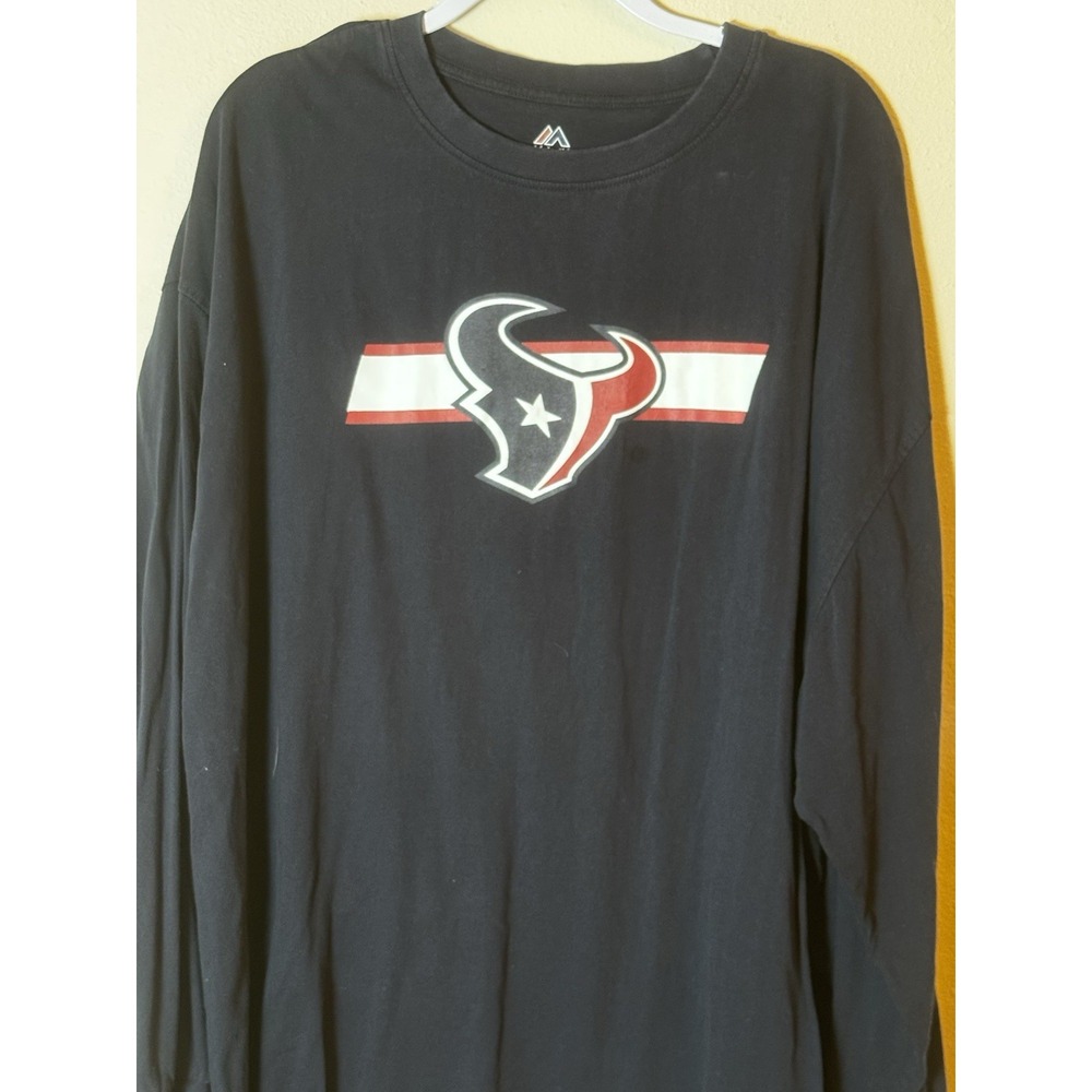 Houston Texans Majestic Long Sleeve T Shirt Mens 5XL Navy NFL Football Logo